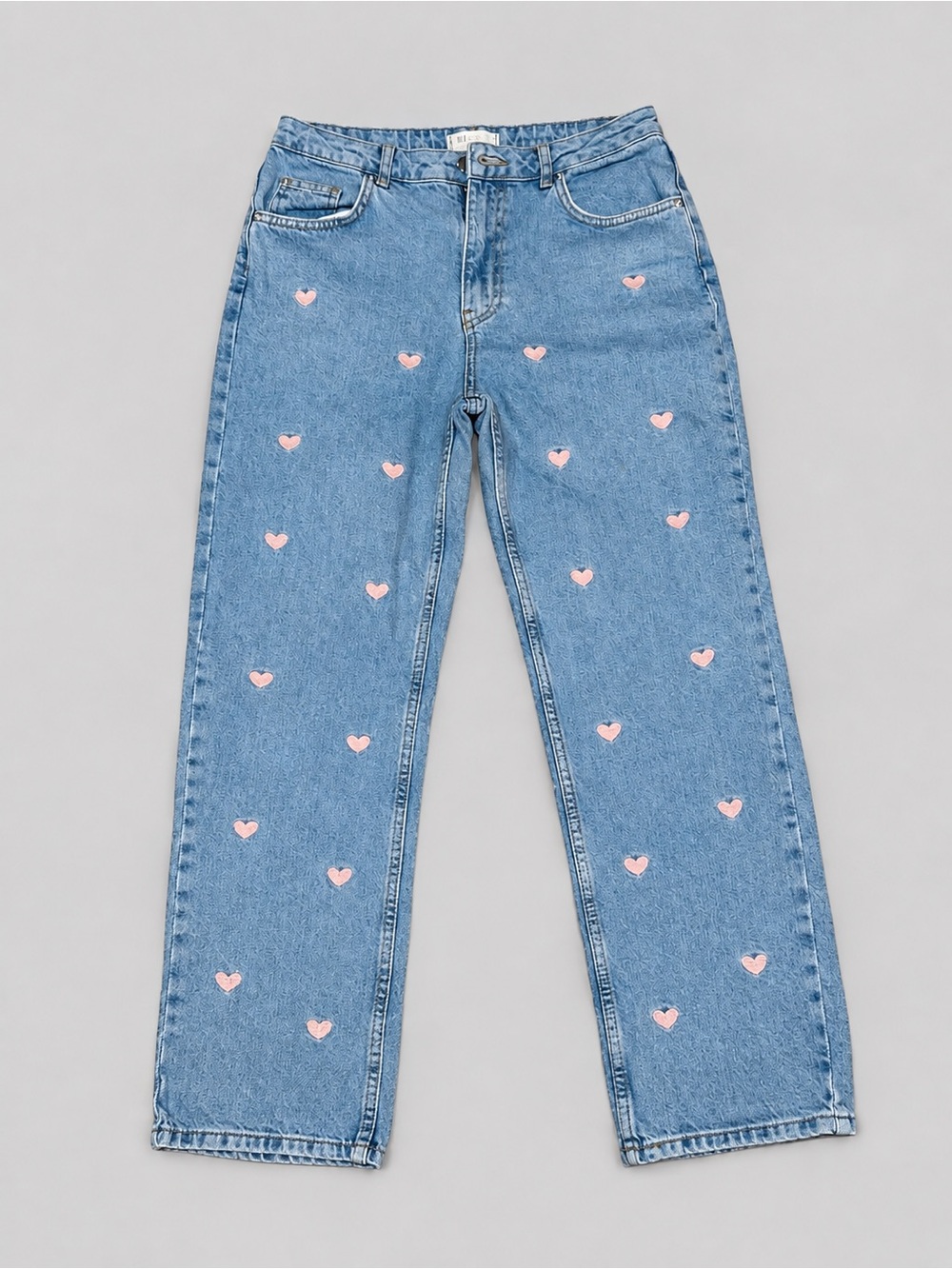 Harper Heritage Pink Embroidered Heart Jeans Size 28